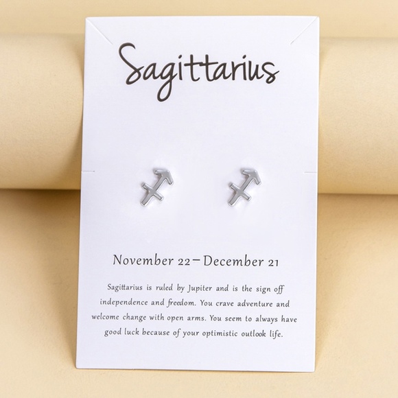 **JULANE* Silver Sagittarius Fashion Horoscope Earrings - Picture 1 of 1